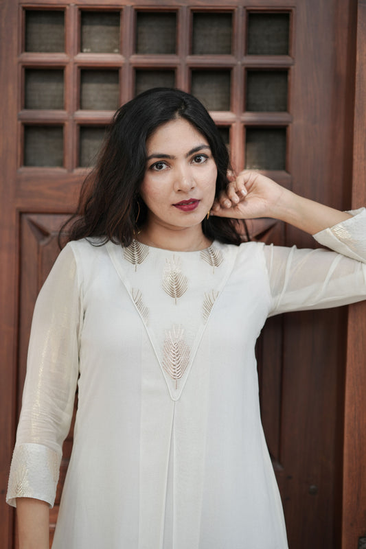 White Shimmer Georgete Partwear Dress