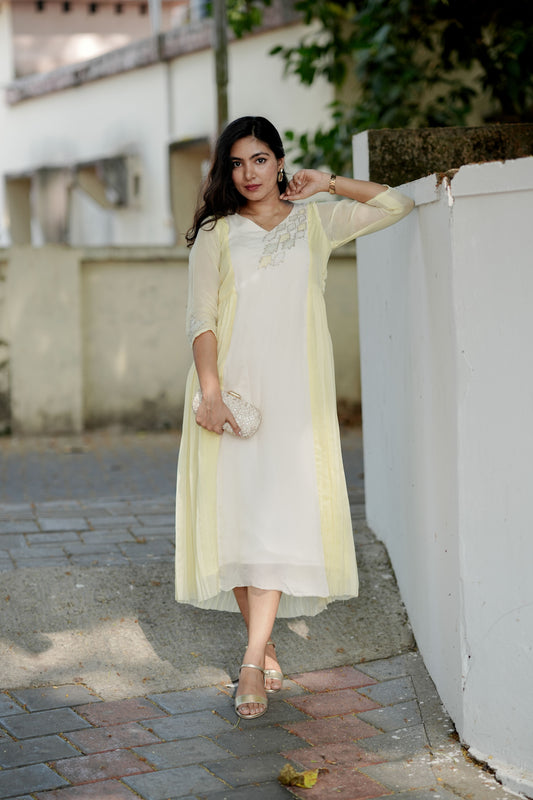 Yellow applique dress