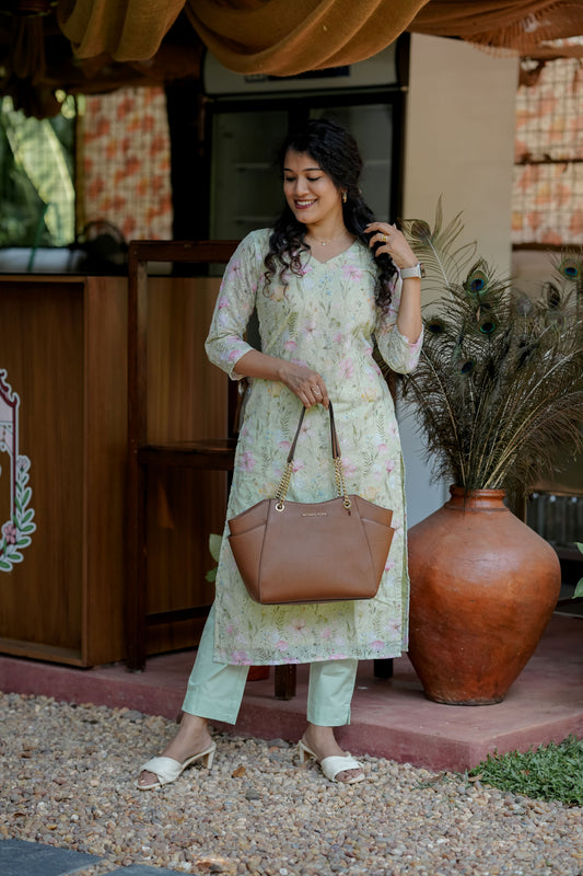 Hakoba Green Floral Co-ord Set