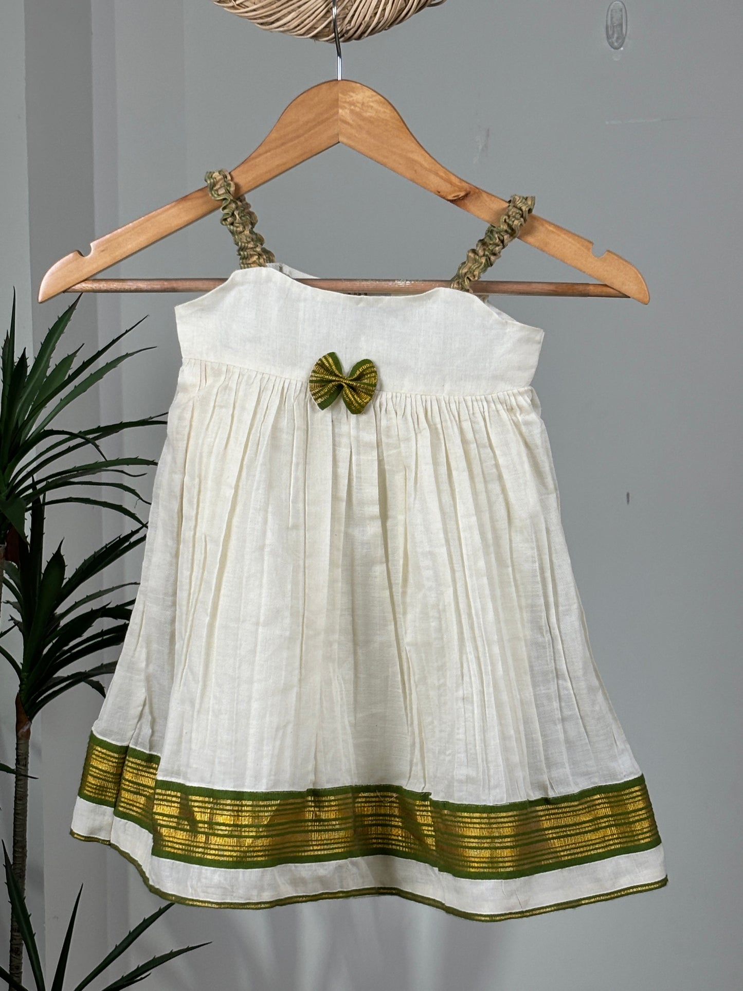 Green Kasavu Dress