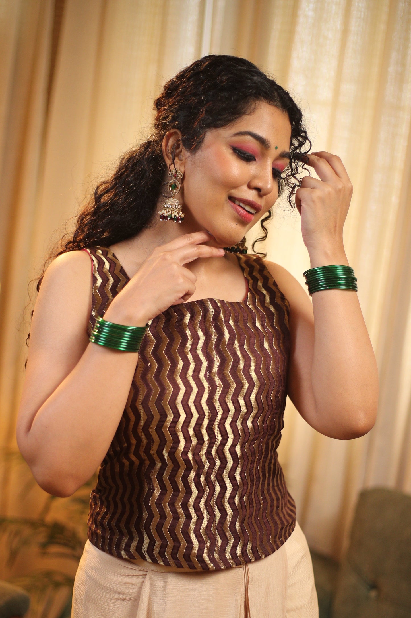Chevron weave Corset Blouse- " Pre order- Despatch in 7 days"