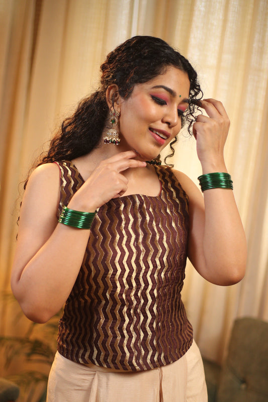 Chevron weave Corset Blouse- " Pre order- Despatch in 7 days"