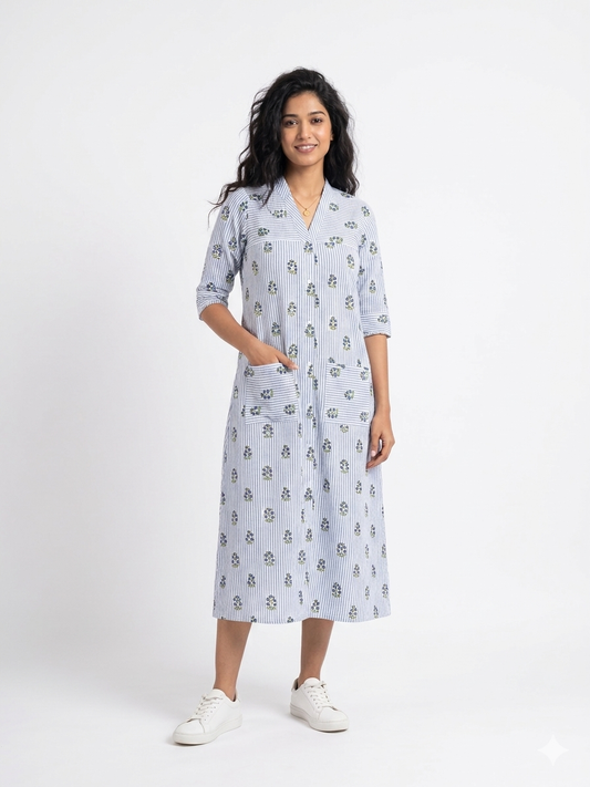 Nautical Bloom Shirt Dress