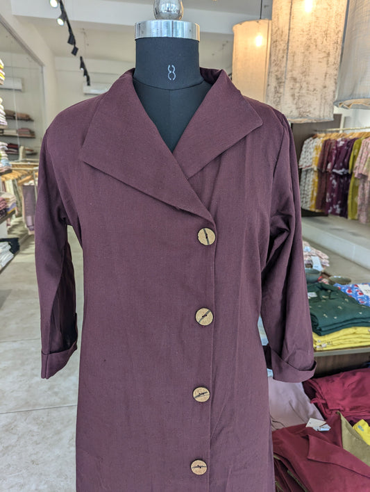 Coffee Aline Shirt Dress