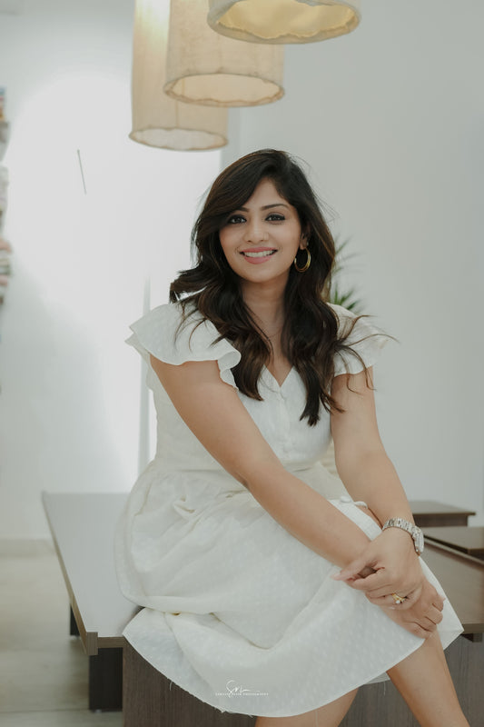 White Dhobby Cotton Dress