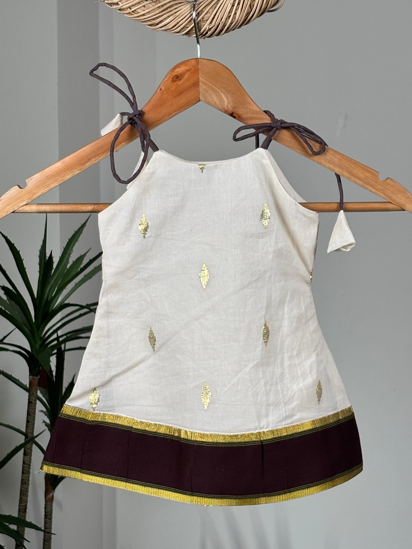 Ivory and Coffee Kasavu Dress