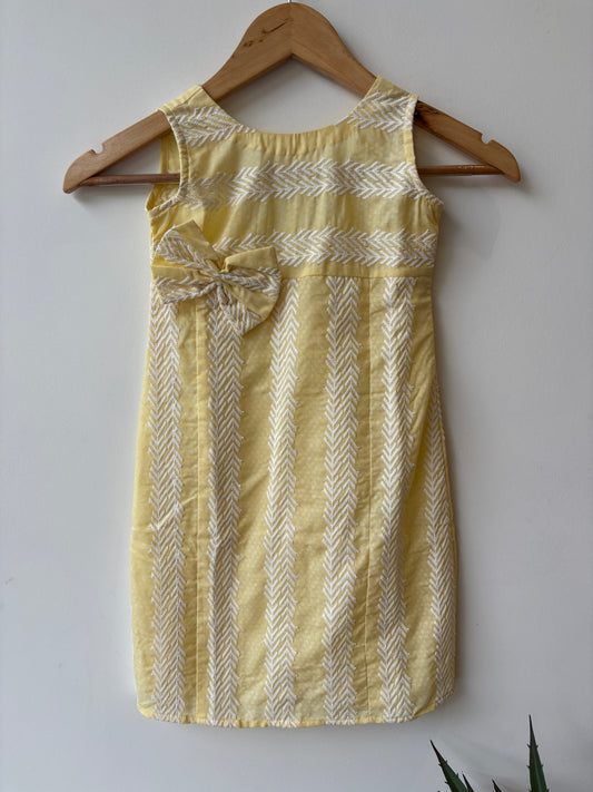 Yellow Bow Cotton Dress