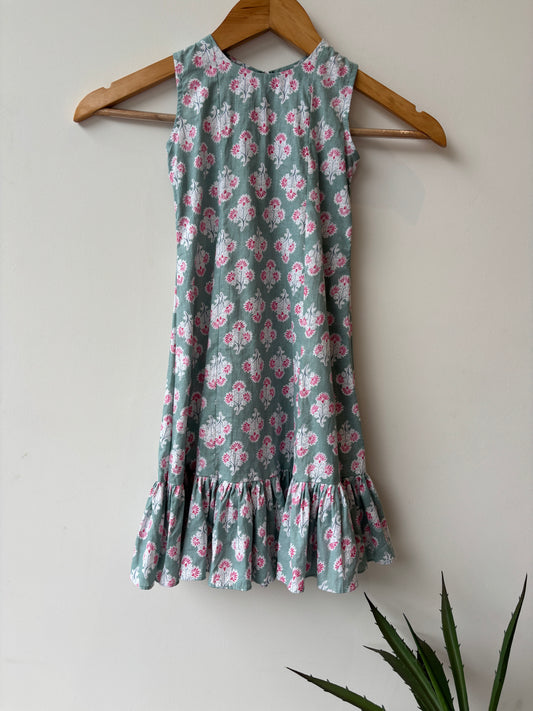 Mint Bloom Block Print