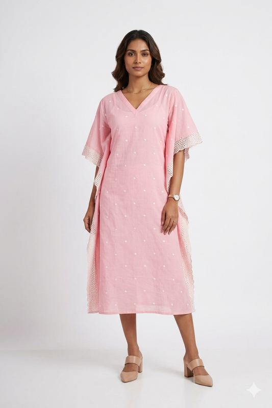 Pink Mulcotton Kaftan Dress