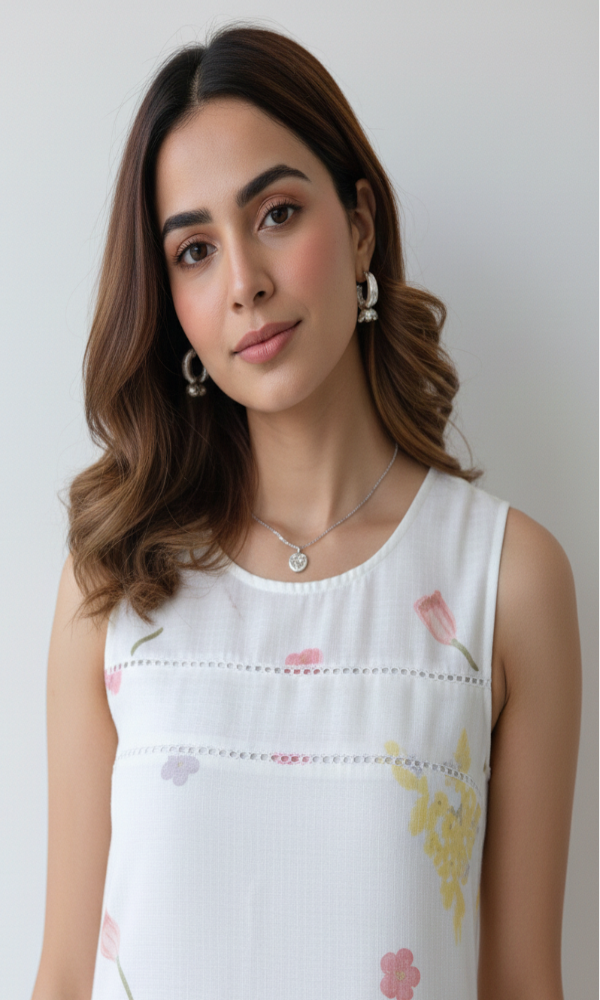 Cotton Linen  W&Y Flower Dress