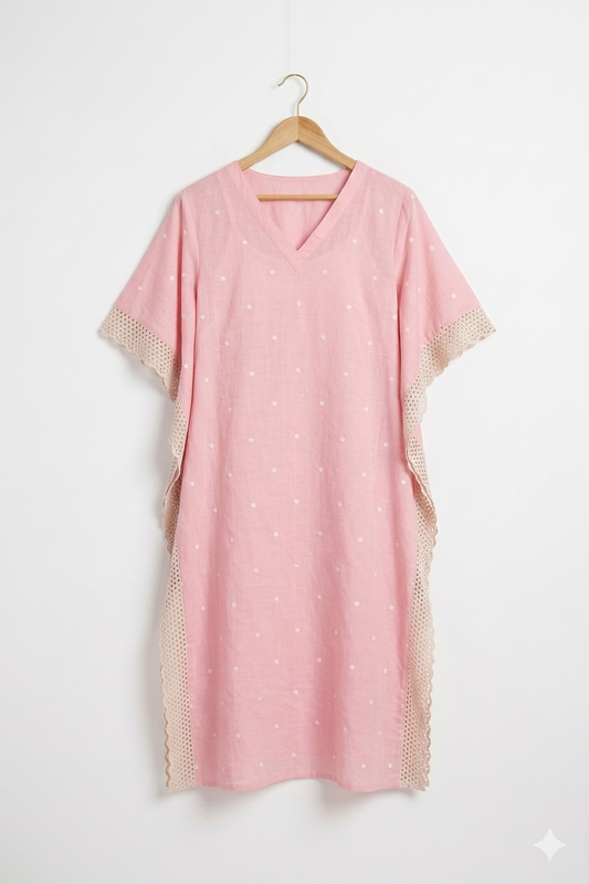 Pink Mulcotton Kaftan Dress