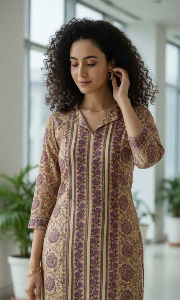 3 Panel  Mul cotton Purple kurti