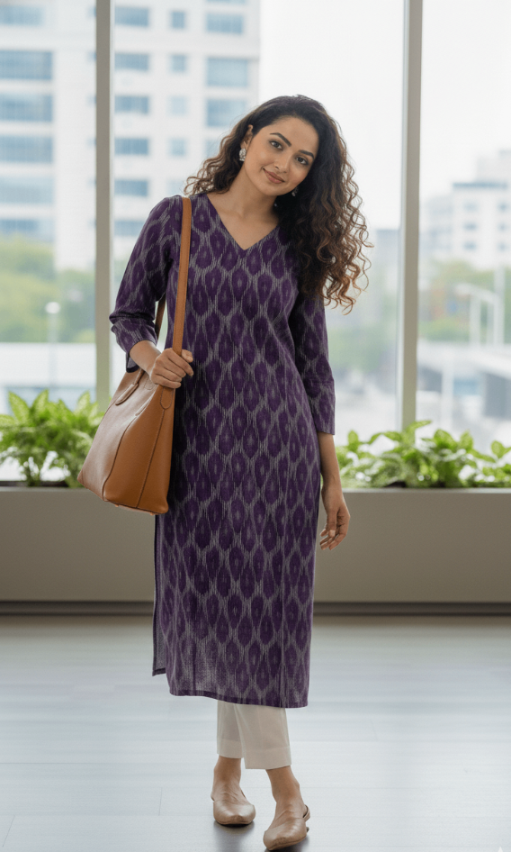 Violet Ikat Kurti
