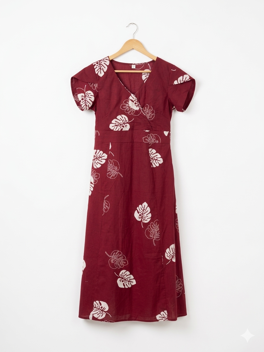 Leafy wine dress