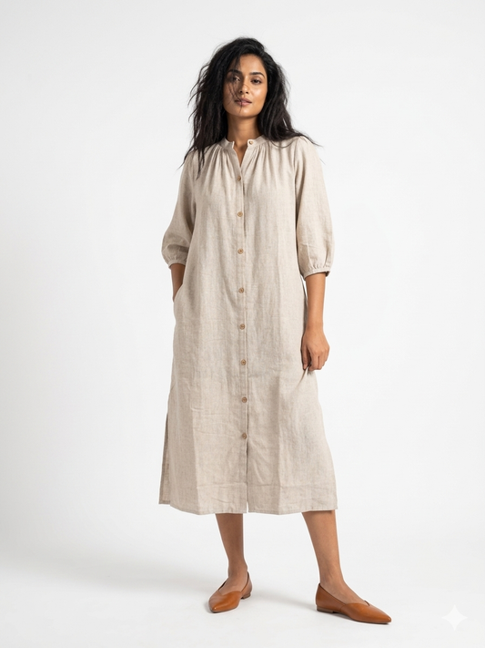 Natural Jute Shirt Dress