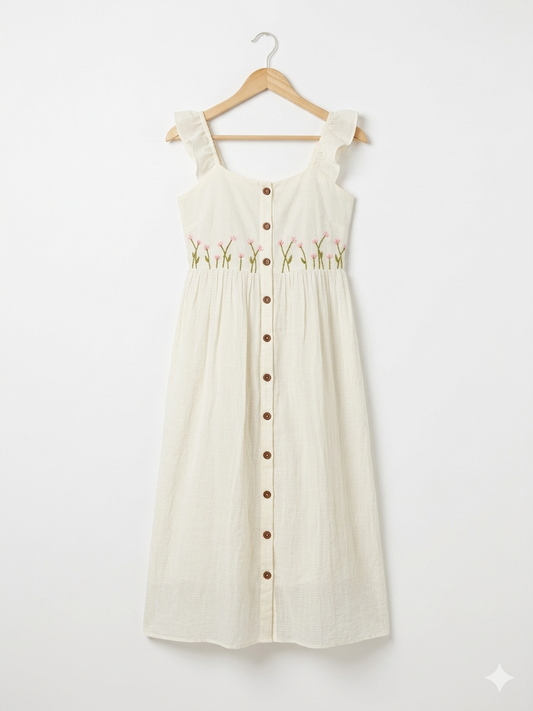Amara floral Embroidered Kota Dress