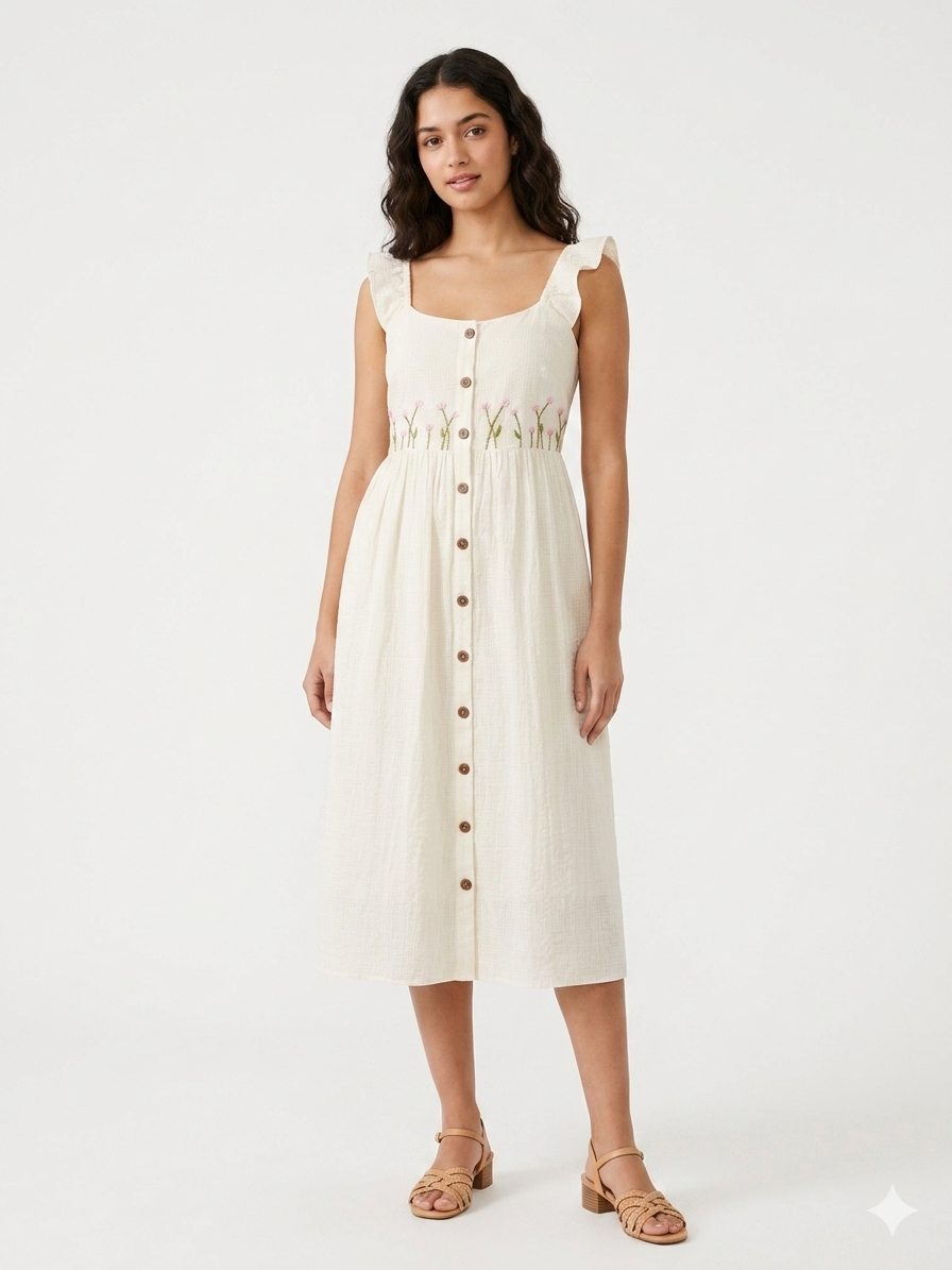 Amara floral Embroidered Kota Dress