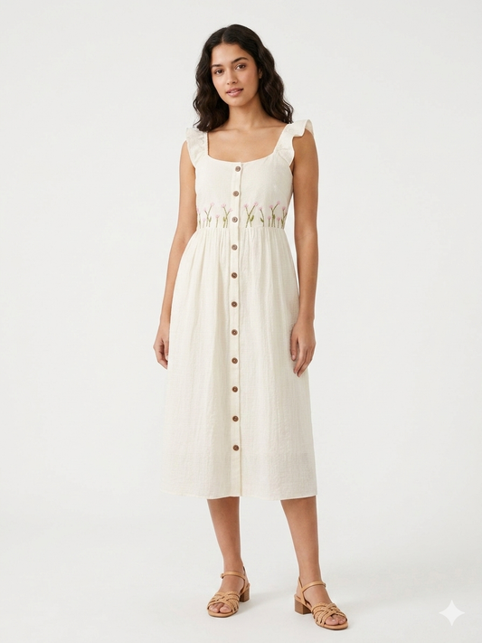 Amara floral Embroidered Kota Dress