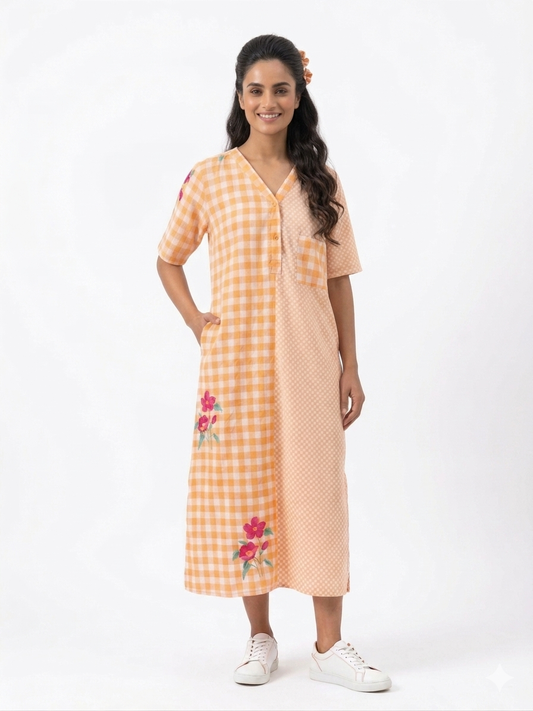 The yellow grid Dress