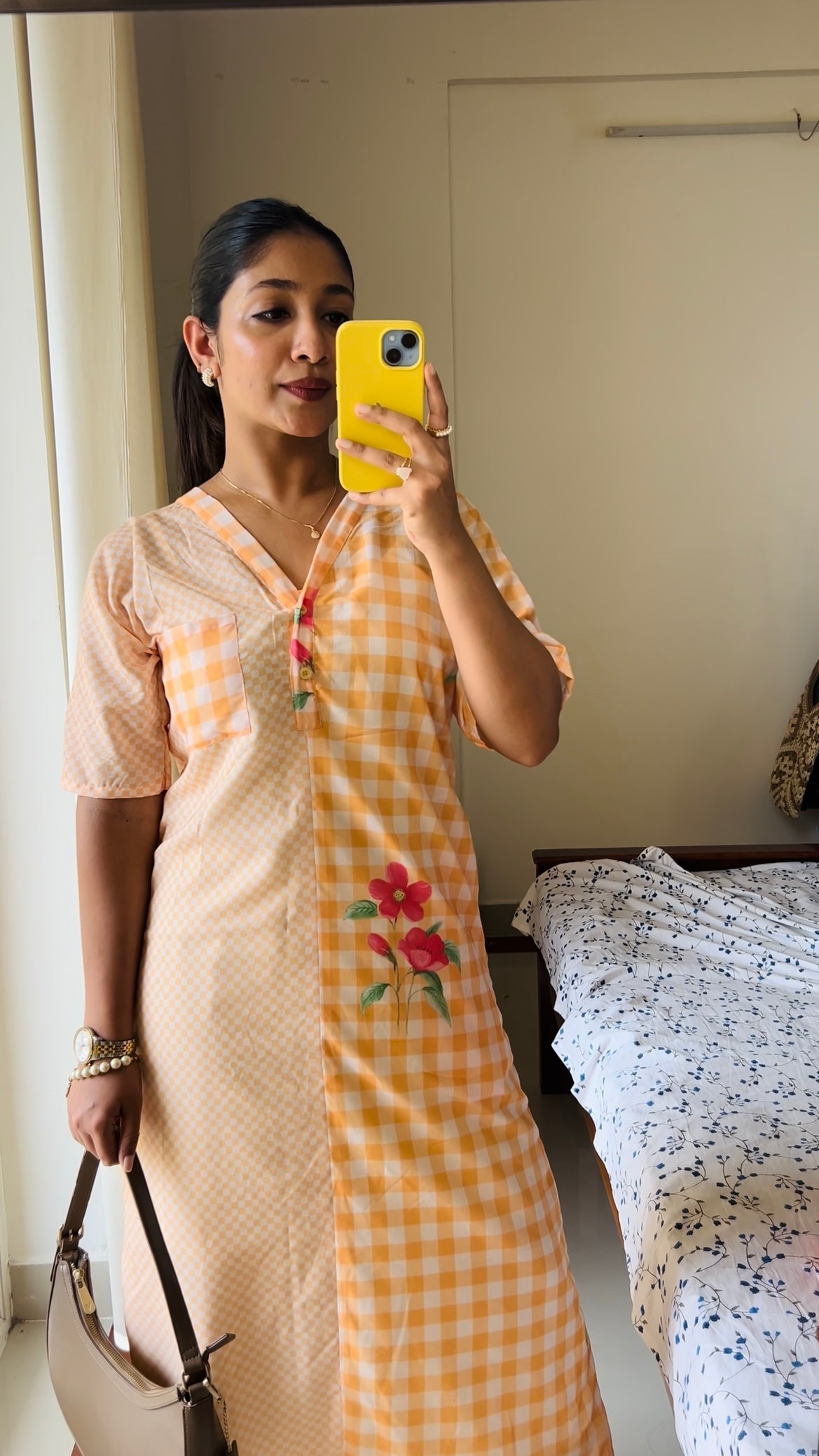 The yellow grid Dress