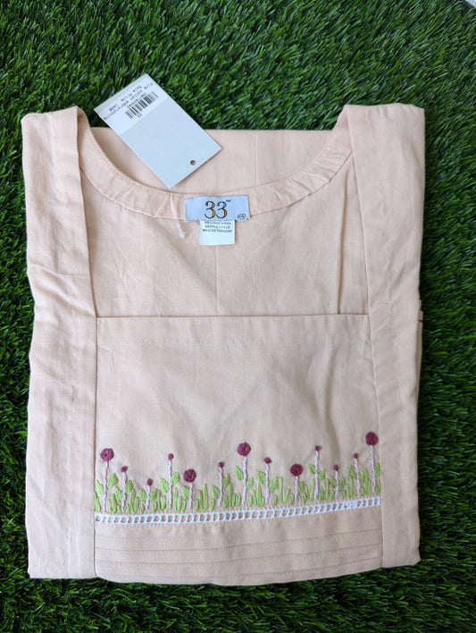 Pink Cotton Embr +Running Kurti