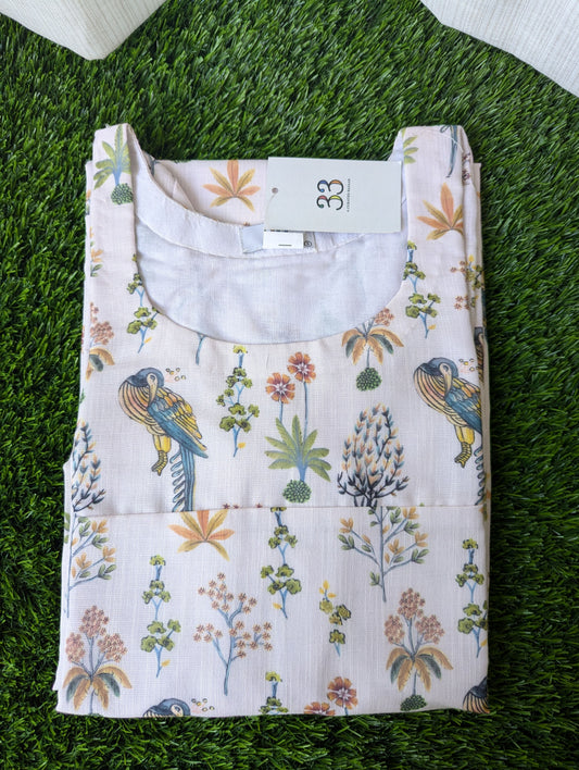 White Bird Cotton Linen kurti