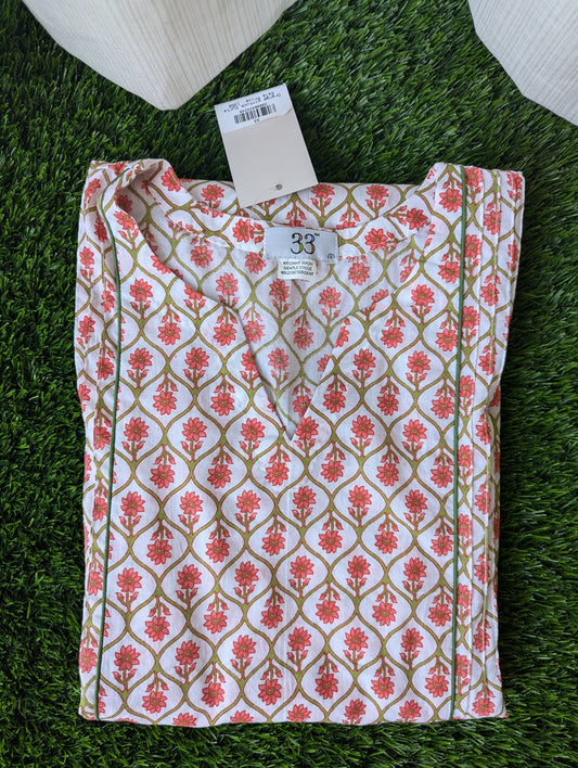 Orange Pintuck Kurta