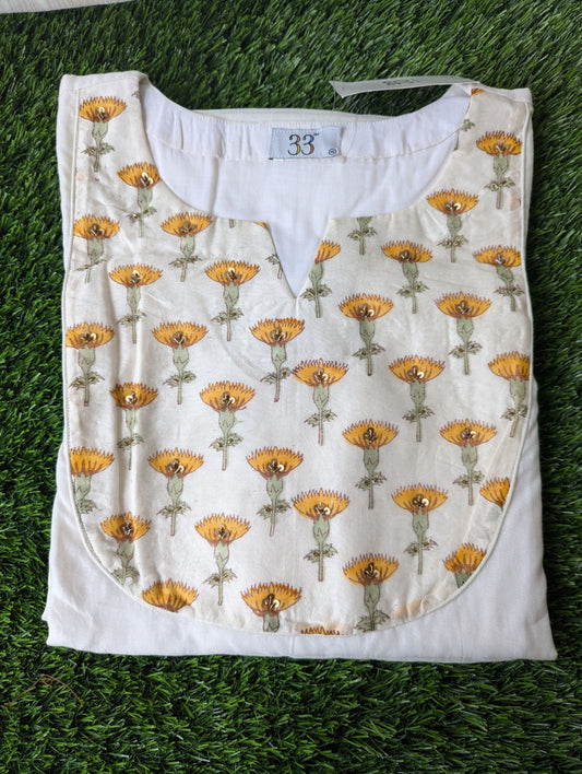 Off white Chanderi Yellow Highlights