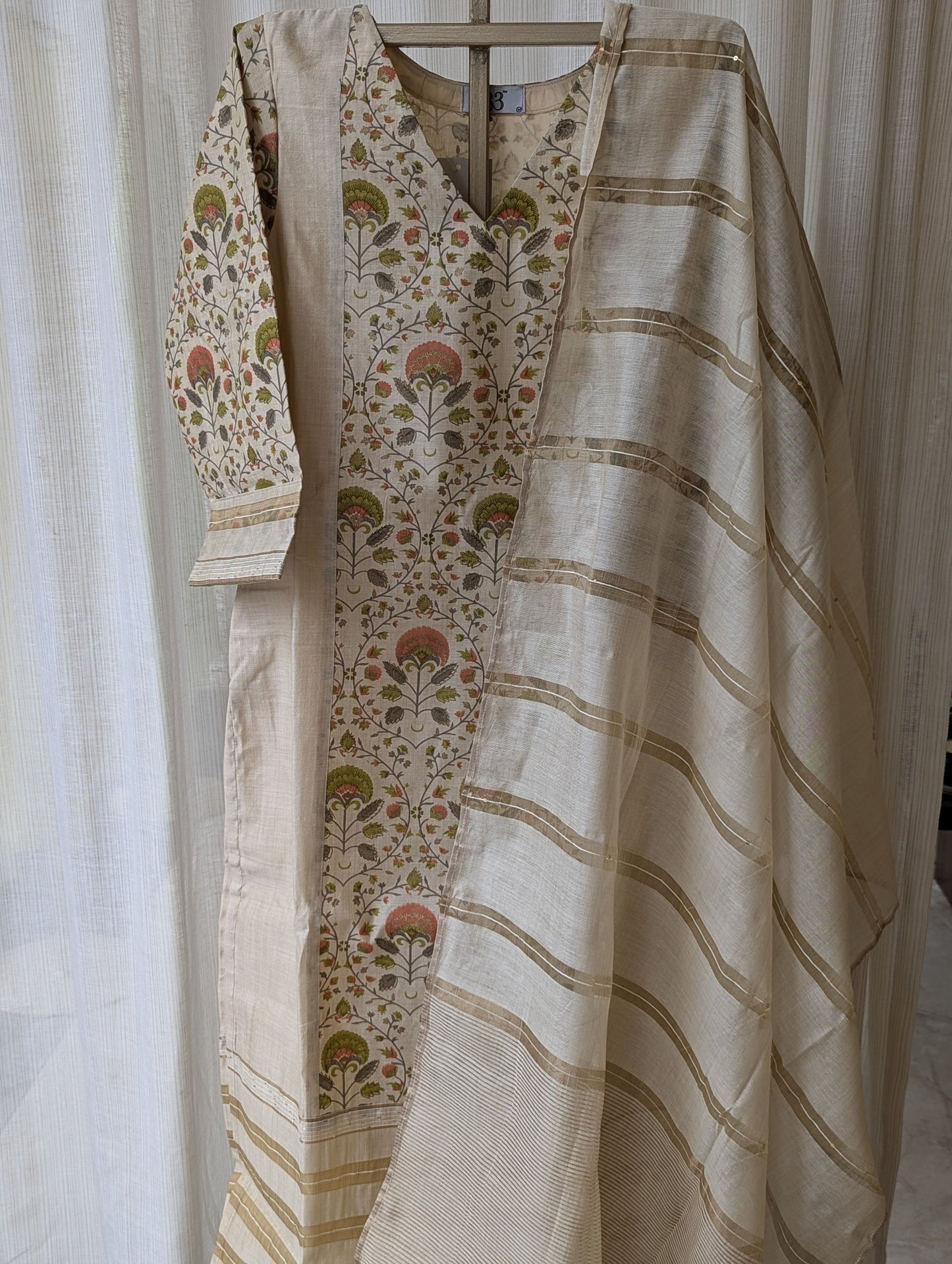 Tissue Printed Kurti and Dupatta Set