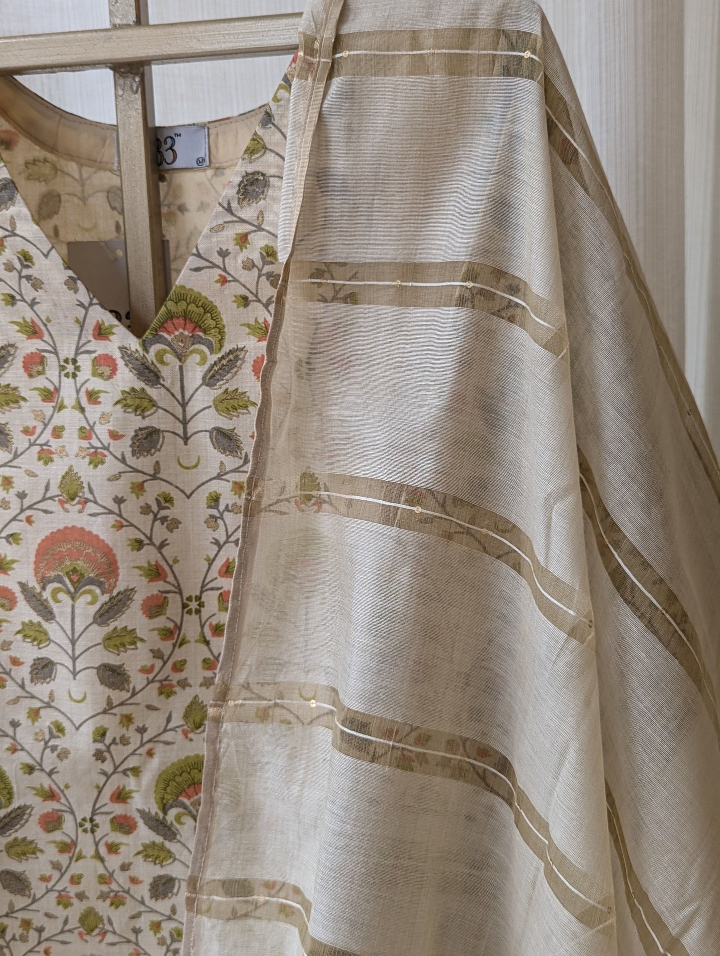 Tissue Printed Kurti and Dupatta Set