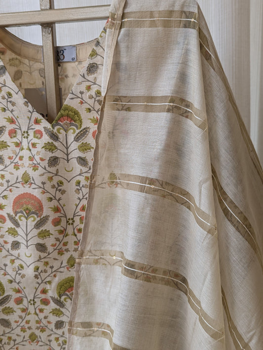 Tissue Printed Kurti and Dupatta Set