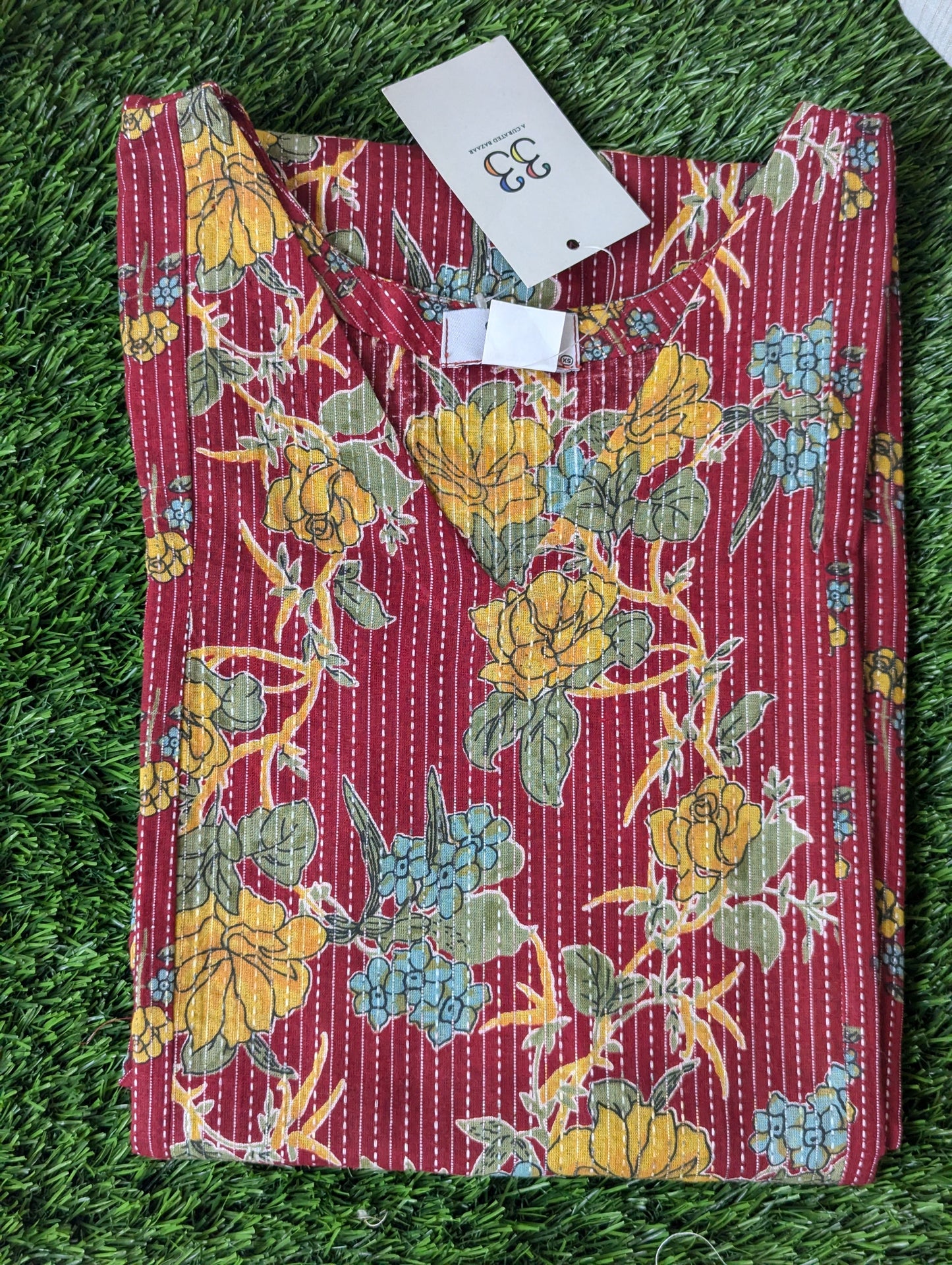 Red 3 Panel Kurti