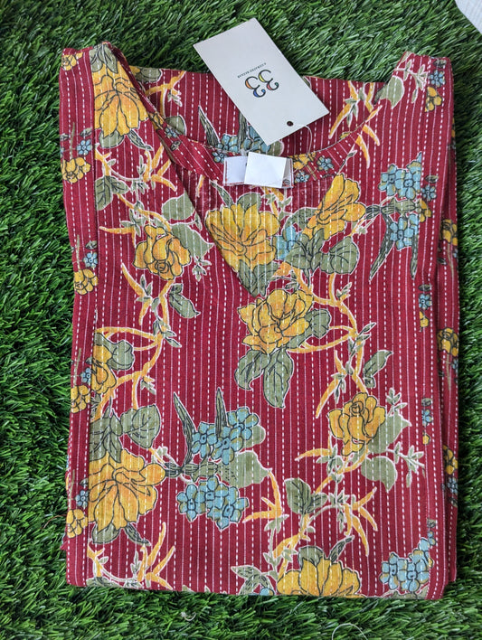 Red 3 Panel Kurti