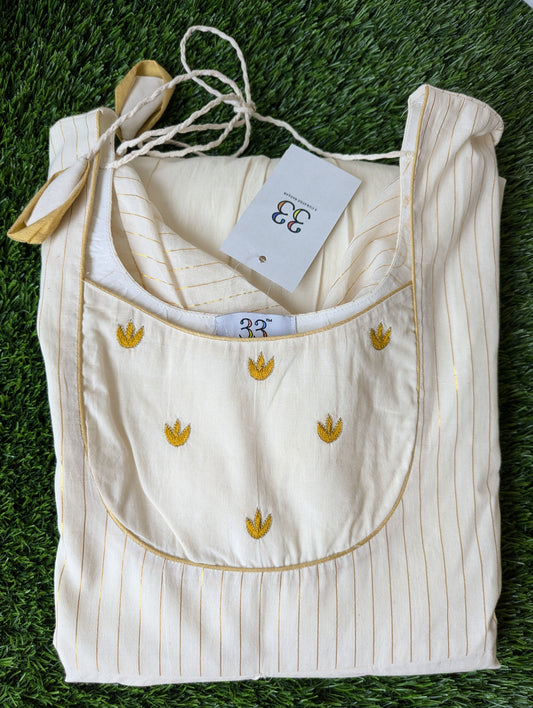 Kora Cotton Stripe Hand Work Dress