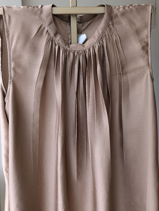 Crushed Satin Aline Dress Beige Color