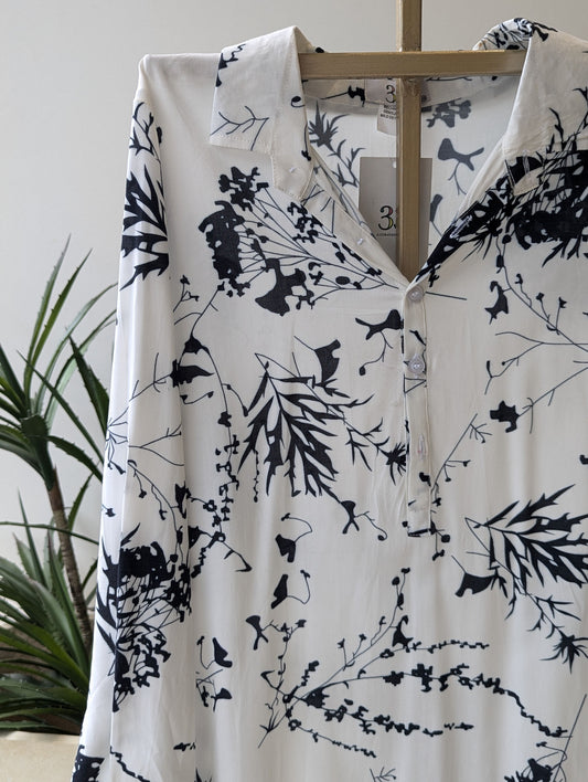 Black And White Rayon Co-Ord Set