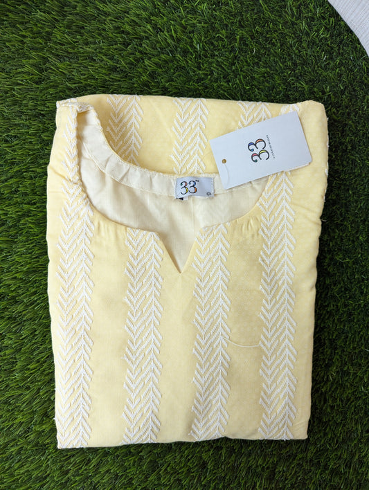 Pastel Yellow Stripe Kurti