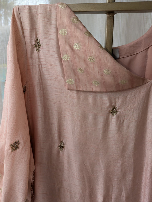 Dola Silk Peach Semi Party Wear Aline Top