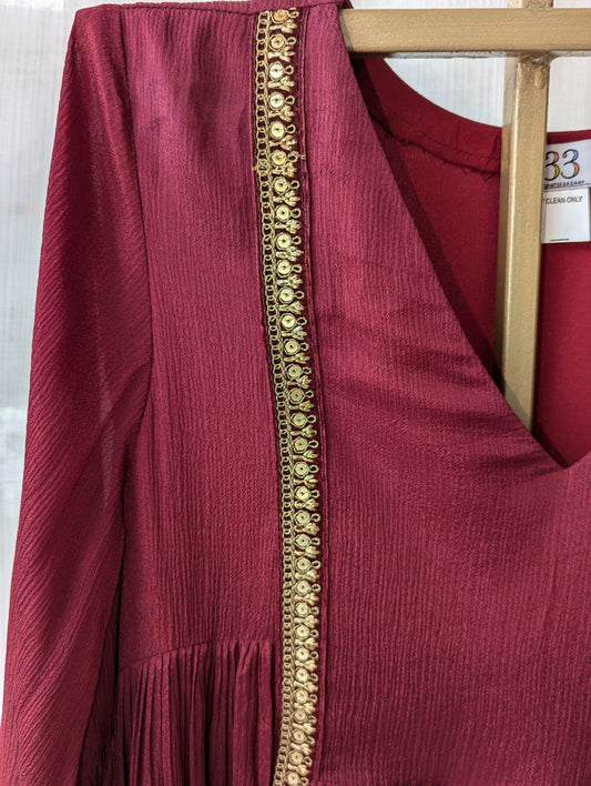 Chinnon Semi party Wear Red Lace Kurti