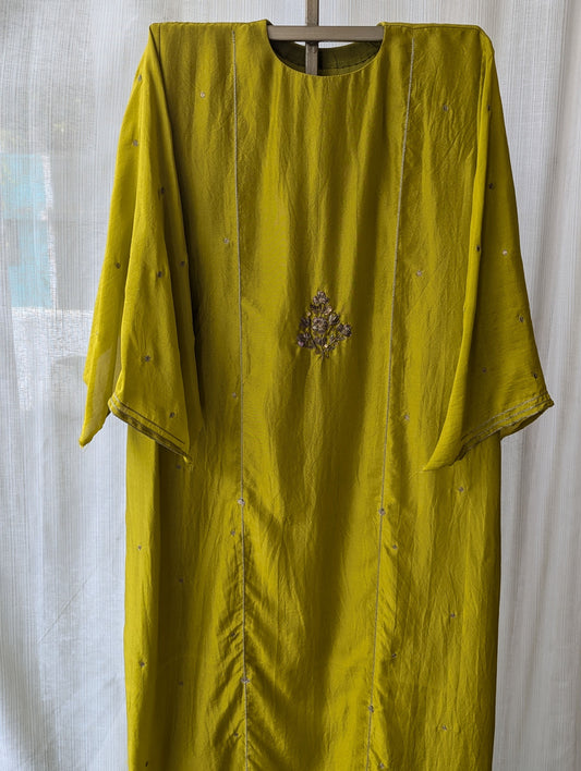 Uppada Silk Hand Work  Green Semi Party Wear Top