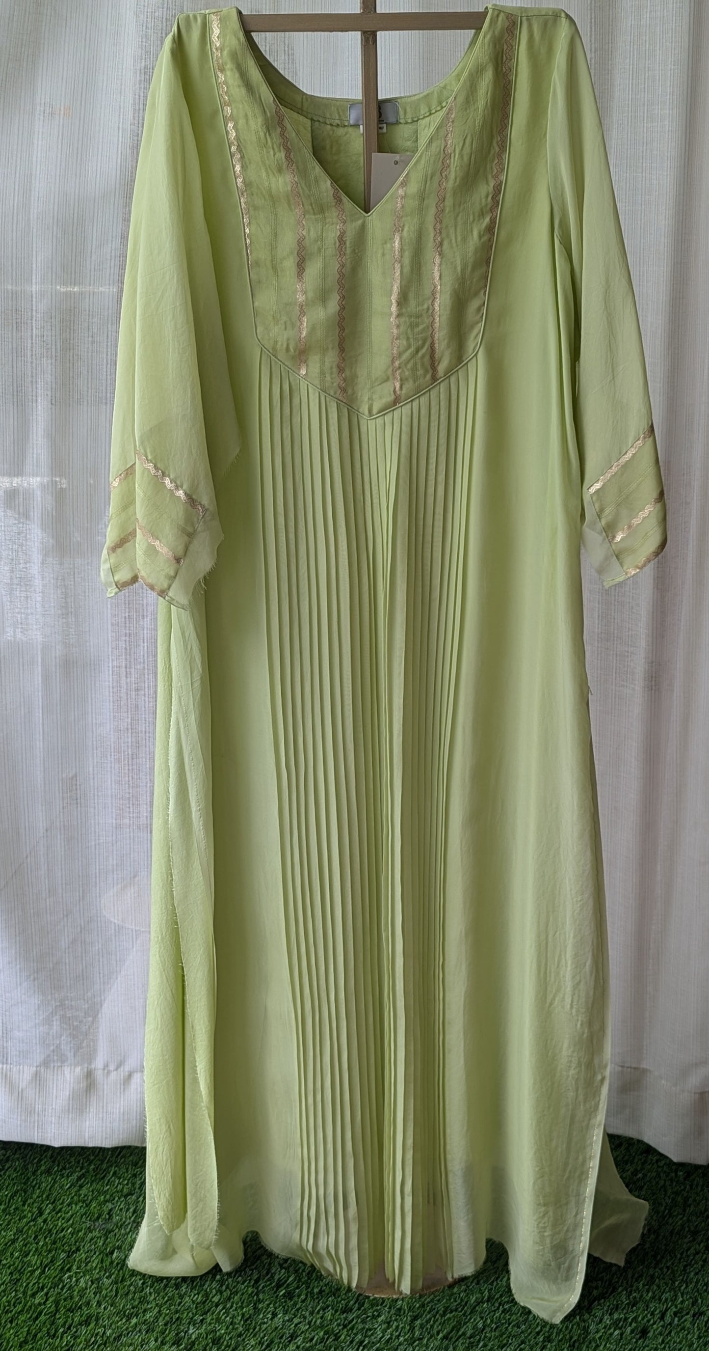 Organza green semi party wear top