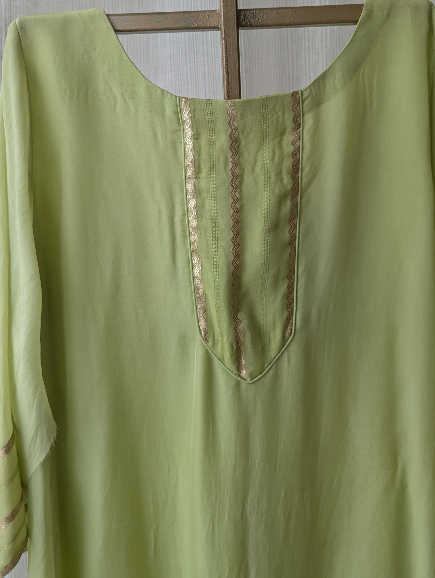 Organza green semi party wear top