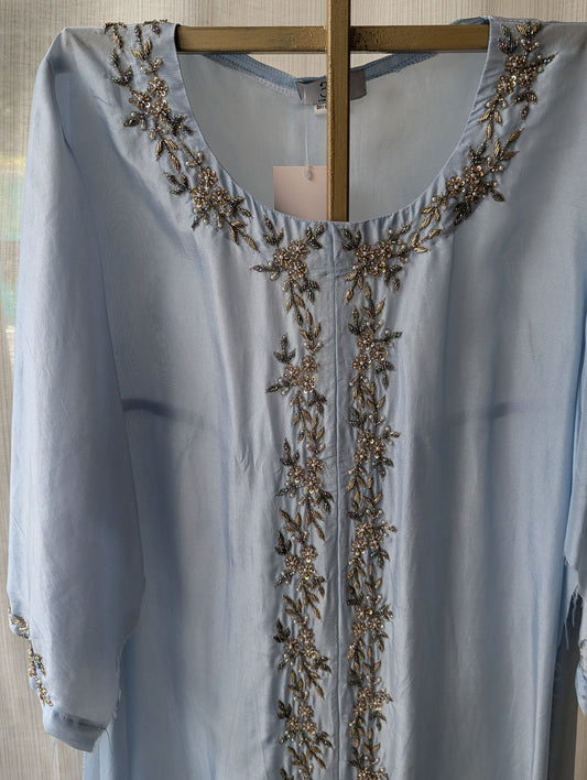 Uppada Silk Blue Hand Work Semi Party Wear Top