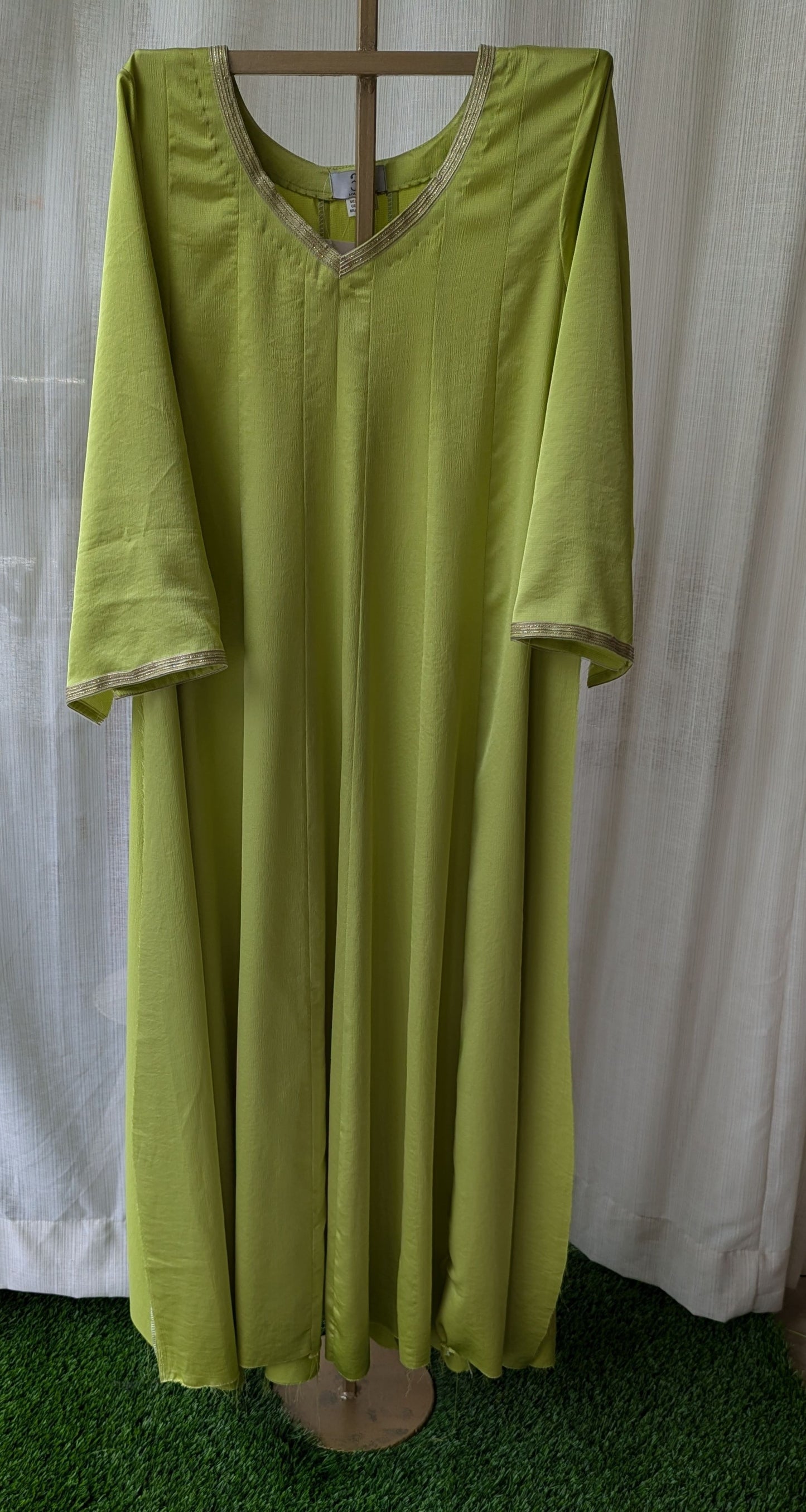 Crepe Georgete Green Semi Parti Wear Top