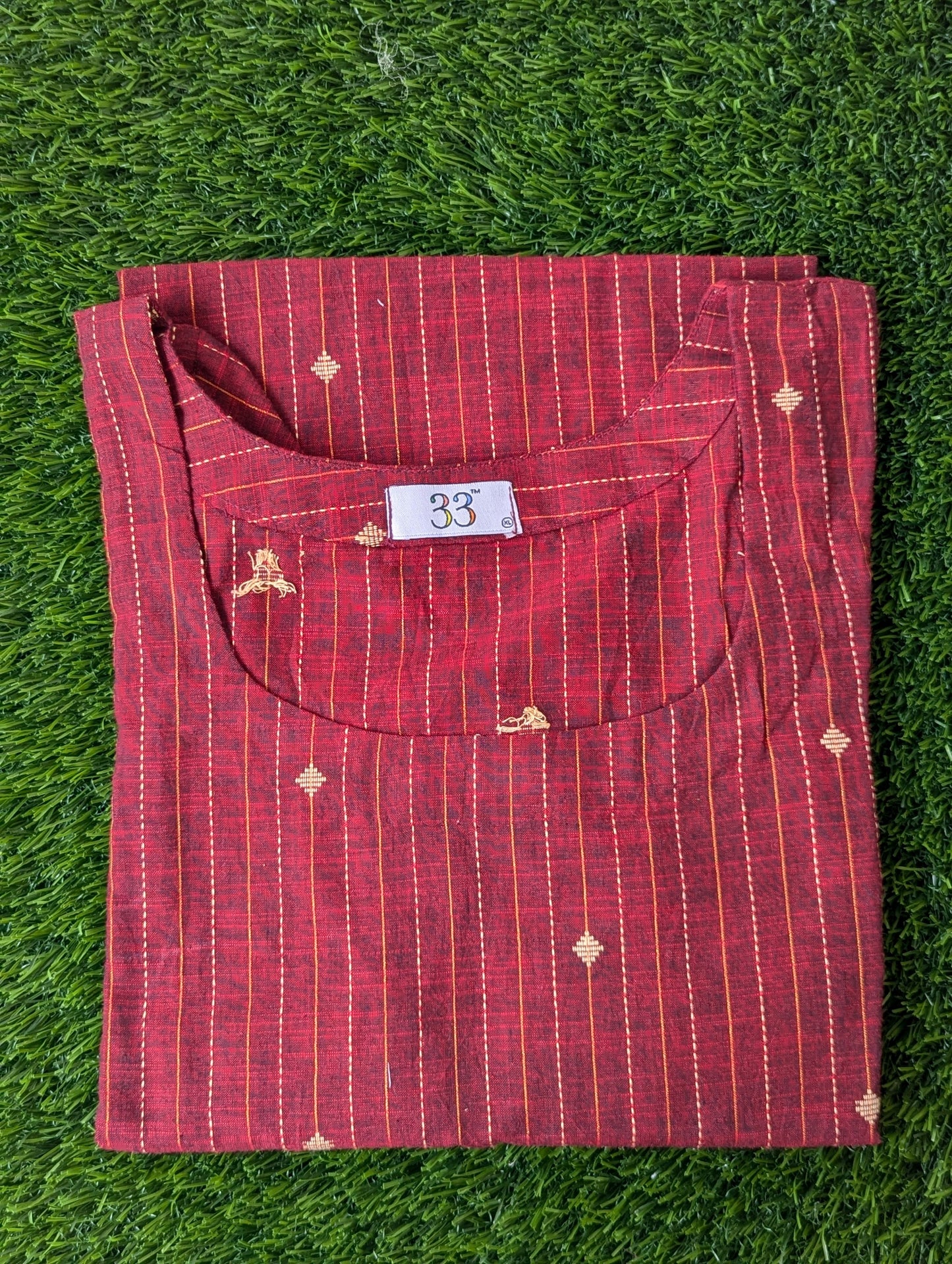 Cotton Red Stripe Line Kurti