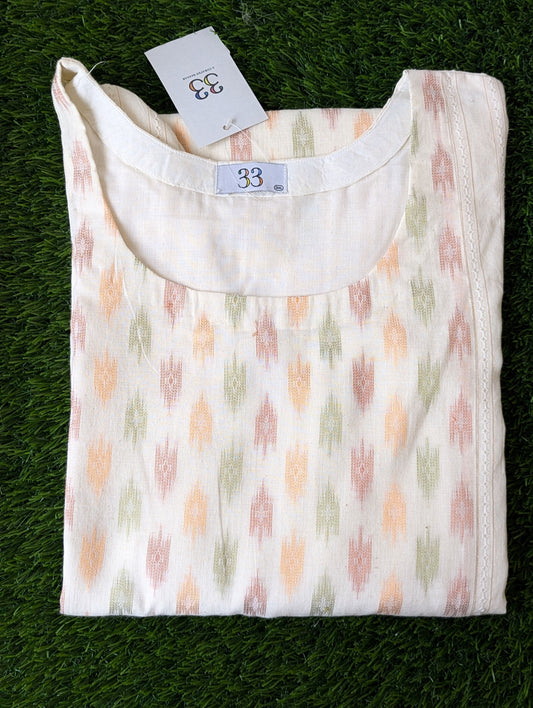 OffWhite Ikkat  Kurtis
