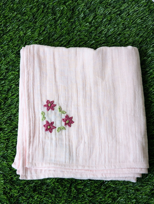 New Born Muslin Embroidery Swaddle