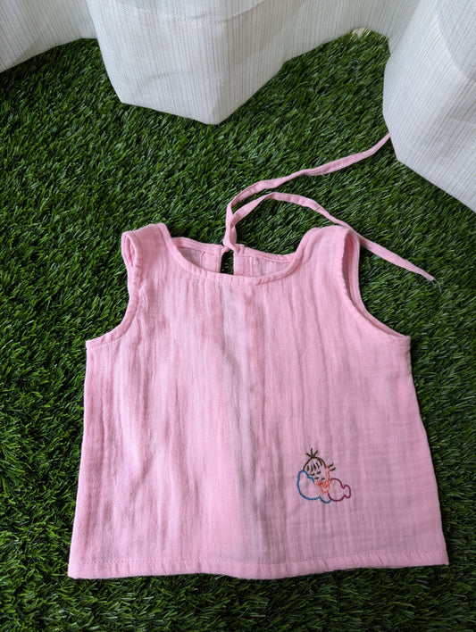 New Born Muslin Embroidery  Vest