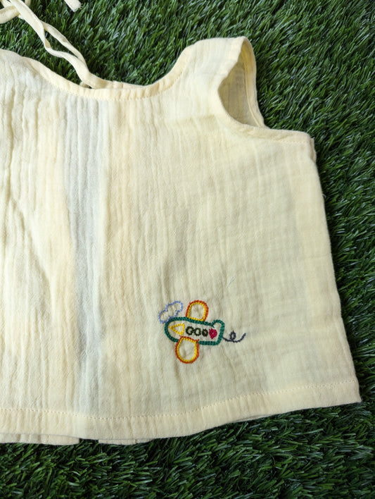 New Born Muslin Embroidery  Vest