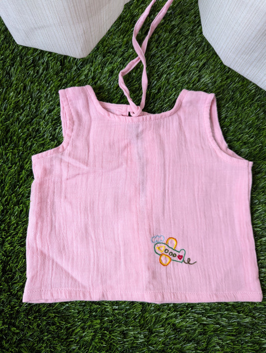 New Born Muslin Embroidery  Vest